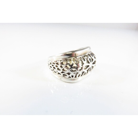 Pierced Sterling Silver Designer Style Finger Ring Pre-owned Size 6 1/2 - Picture 3 of 8